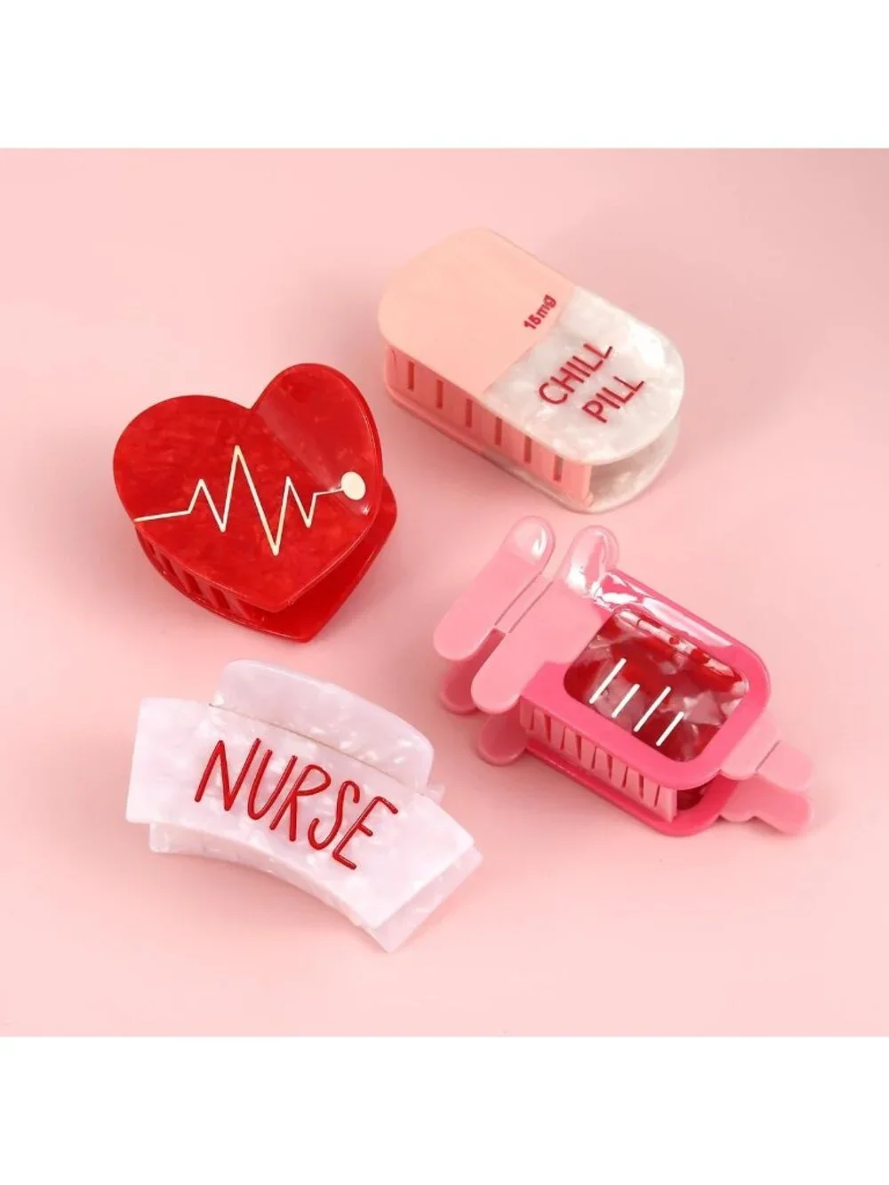 Personalized Heart Shape Acetate Claw Clips for Women - Perfect Nurse Gift!